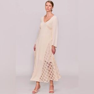 NEW MELLODAY Long Sleeve Lace Inset Maxi Dress LARGE